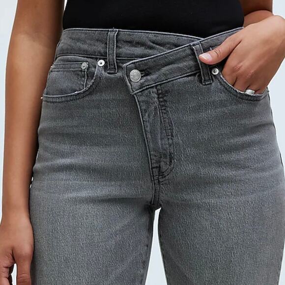 Madewell Jean Womens 25 Petite Gray Curvy 90s Straight Leg Cross Tab Closure - Picture 6 of 16